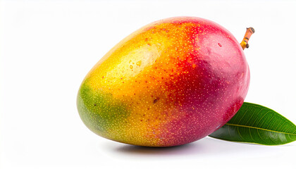 Raw Mango on White Background with Retro Design &ndash; Zoomed Out Minimal Fruit Composition