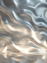 Fototapeta premium Abstract fluid texture with soft waves and reflections, creating a serene and calming atmosphere