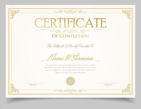 Certificate template diploma vintage border award background, Winner achievement certificate or diploma design 
