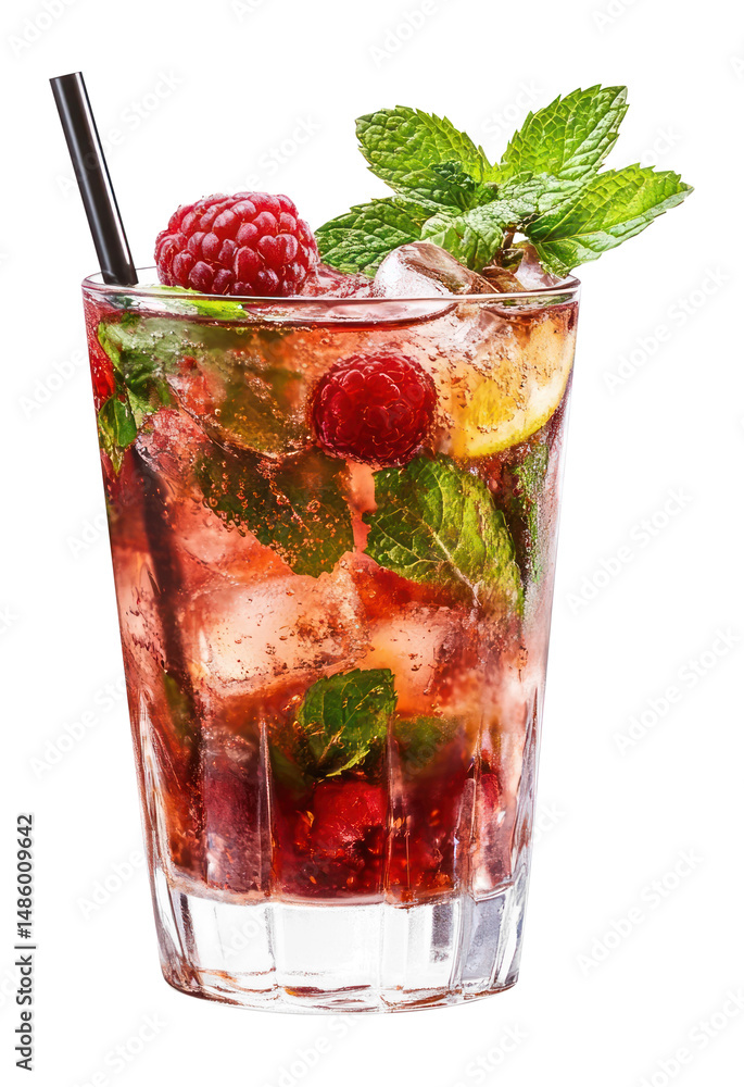 Poster png raspberry mojito cocktail raspberry beverage mojito.