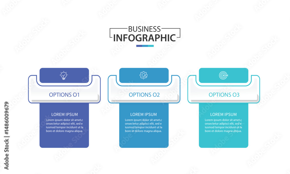 Poster infographic labels with icons and 3 options or steps. suitable for process diagrams, presentations, 