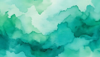 Obraz premium Abstract watercolor wash in fluid teal and green hues evokes a calming, ethereal atmosphere.