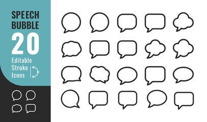 Speech Bubble Line Icons Set – Editable Thin Outline for Chat, Message, Communication & UI Design
