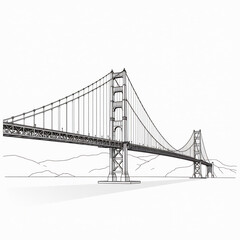 Elegant Golden Gate Bridge Line Drawing