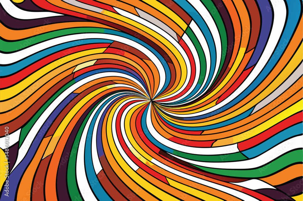 Poster abstract swirling rainbow of colors design with bold lines and vector style