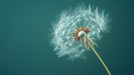 Fototapeta premium Delicate Dandelion Seed Head Against a Soft Blue Background