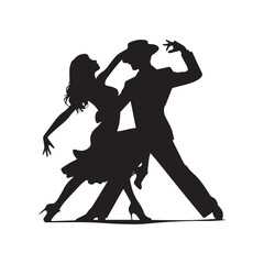 dancing silhouette, editable vector image