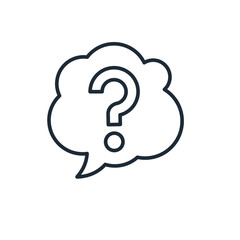 Thinking about the question. Analysis of the problem, information. Vector linear illustration icon isolated on white background.