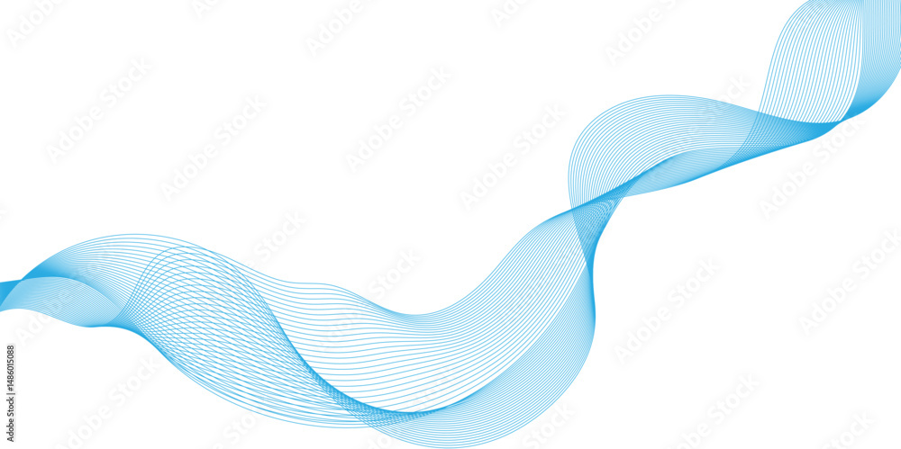 Poster abstract modern with blue wavy lines and particles technology backdrop, dynamic flowing wave lines d
