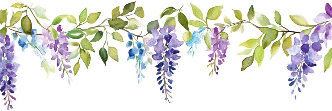 Delicate watercolor wisteria garland (1)
