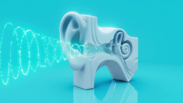 Conceptual 3D animation of an ear anatomy