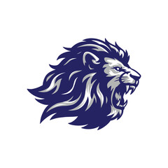 Angry lion head side view .vector illustration on white background