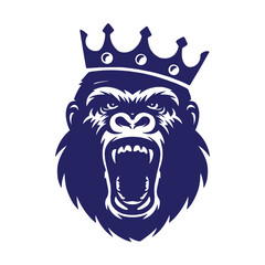 Head of an angry gorilla with a crown on his head. Vector illustration on a white background © дима селиванов