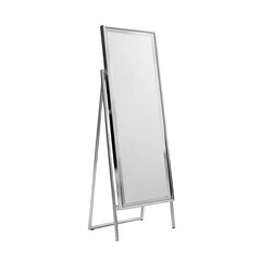 Standing mirror with chrome frame isolated on a transparent background