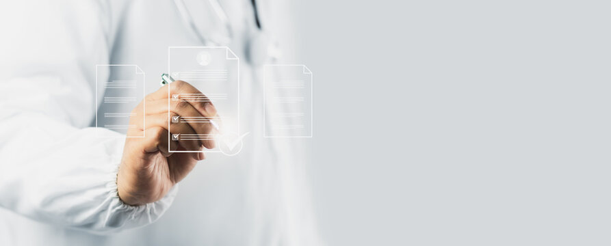 Online medical document management system with patient data access, treatment workflow, digital healthcare records, insurance integration, secure report storage and real-time record tracking