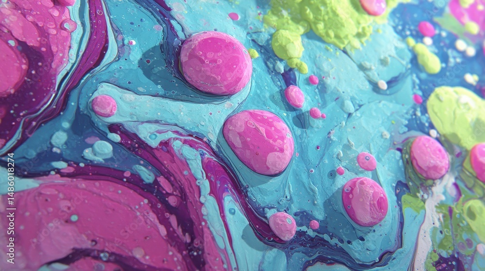 Aufkleber splashes of colorful paint on an abstract background creating a dynamic and artistic visual experien