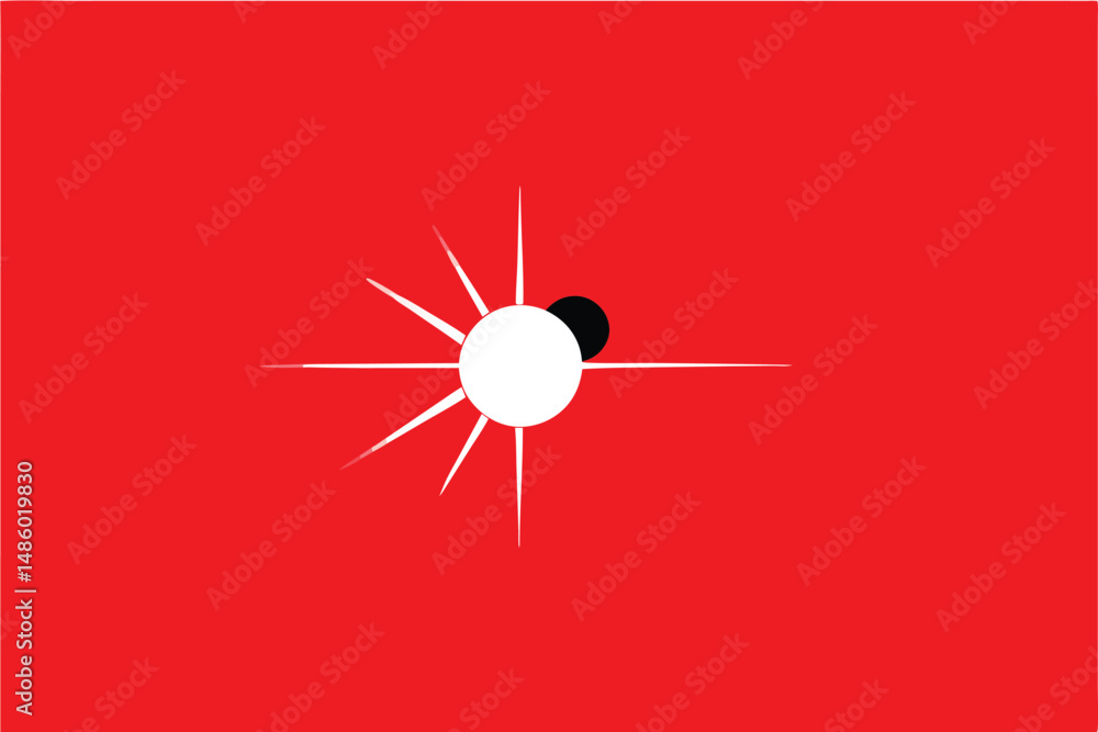 Aufkleber geometric abstract sunburst design with red background and transparent elements