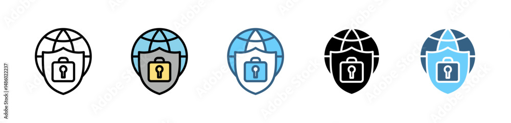 Poster ipsec icons with various styles and colors