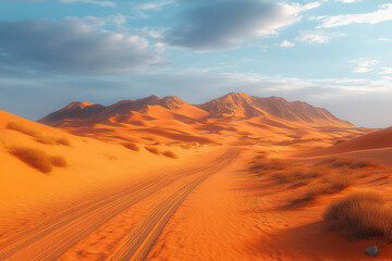 Naklejka premium Sand dunes under a blue sky.