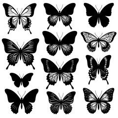 Fototapeta premium Silhouette Flutter: A Butterfly Ballet AI Generated