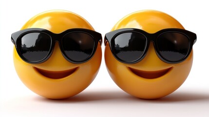 Cool Emojis Wearing Sunglasses on White Background