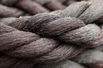 Macro shot of woven brown rope with intricate patterns  
