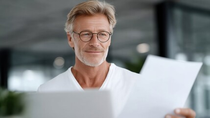 Experienced Professional Reviewing Important Documents with Focus and Precision