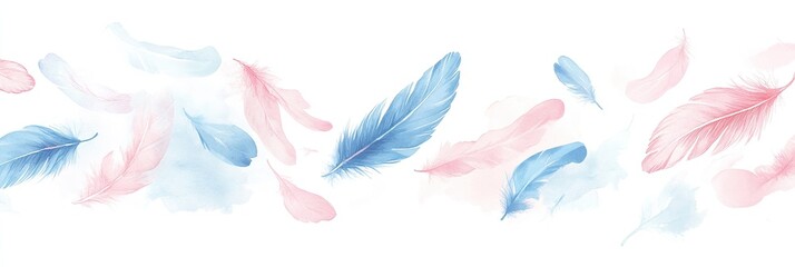 Fototapeta premium Delicate pastel feathers in flight