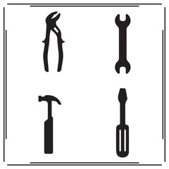 Hand tool silhouette, Hand tool illustration ,Hand tool clipart, Hand tool vector , Hand tool icon , black Hand tool illustration on white background, Hand tool vector illustration ,