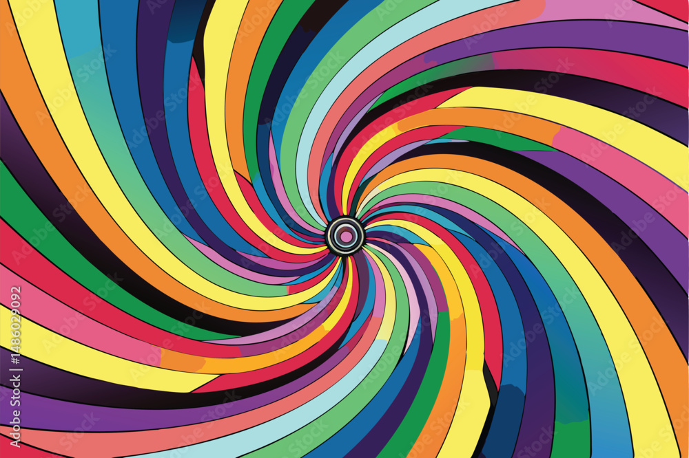 Poster spiraling rainbow abstract design colorful vector illustration background with transparency