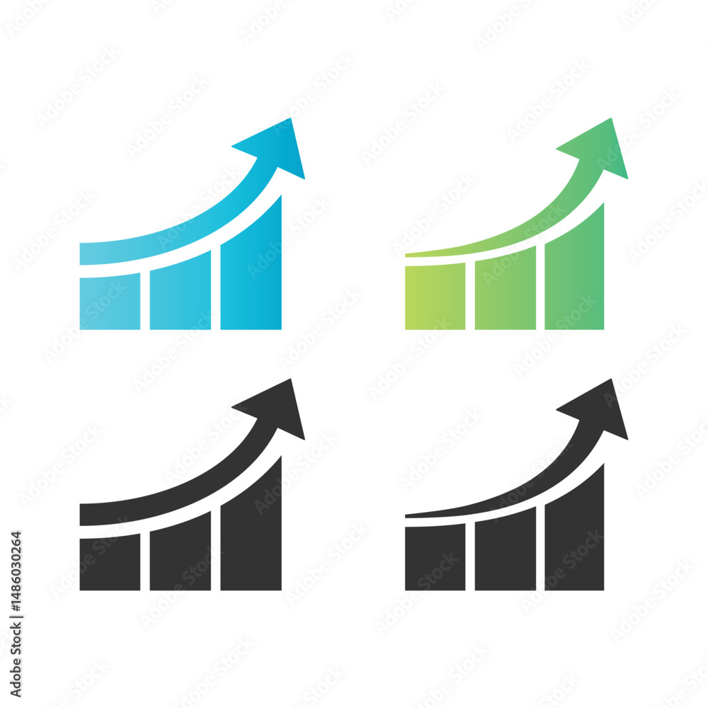 Poster growing graph icon set vector design.
