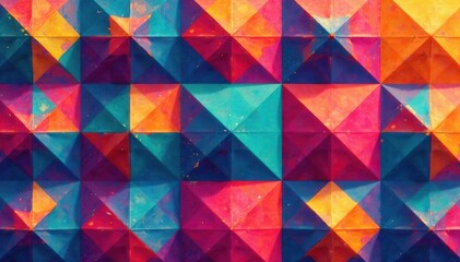 Fototapeta premium Geometric shapes repeating in a grid formation, bold colors , composition, angles