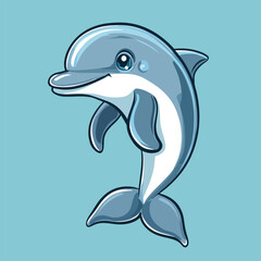Dolphin mascot cute cartoon no details solid background