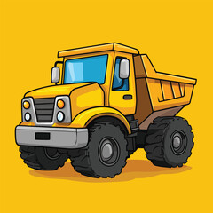 Fototapeta premium Dump Truck mascot cute cartoon no details solid background bright