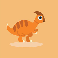 Adorable Orange Dinosaur Illustration Prehistoric Cartoon Character Design