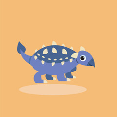 Adorable Ankylosaurus Dinosaur Illustration Cute Cartoon Prehistoric Creature Design