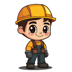 Engineer boy mascot cute cartoon no details solid background bright