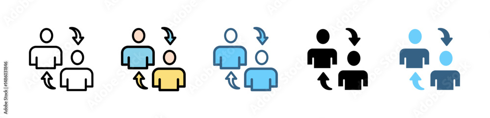 Poster knowledge transfer icons with various styles and colors