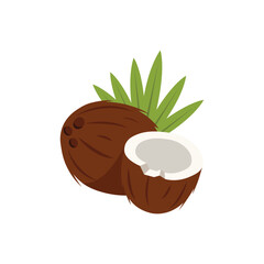 Half And Whole Coconut Icon Vector Design.