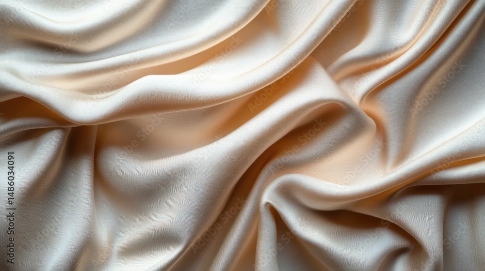 Aufkleber smooth and silky beige fabric with flowing draped folds creating a soft and elegant texture with gen