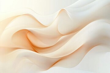 Obraz premium Abstract flowing translucent waves in soft beige and white tones creating a smooth and elegant fluid motion