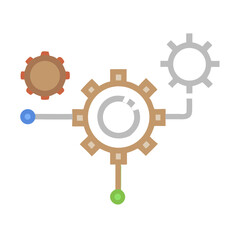 Obraz premium Large central gear with surrounding small cogs in flat style