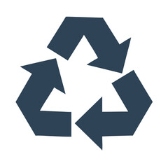 Dark blue recycle triangle icon with thick arrows