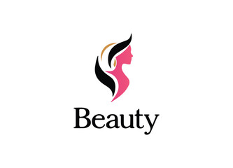 Modern Beauty Logo with Feminine Silhouette and Leaf Elements for Branding Skincare, Salon, Spa, Wellness, or Cosmetics Businesses.