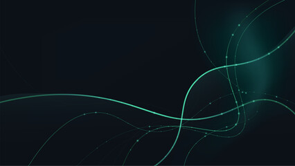 Landing page background with Glowing green curved lines on dark background