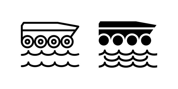 Vector icon set featuring amphibious cars, ideal for dual-terrain travel designs.