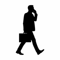 Walking businessman silhouette. Flat image