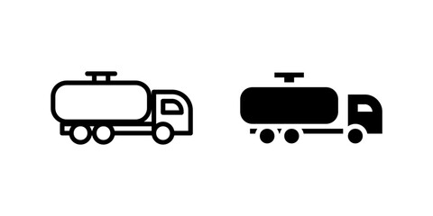 Vector icon set depicting fuel trucks, suitable for energy and transport designs.
