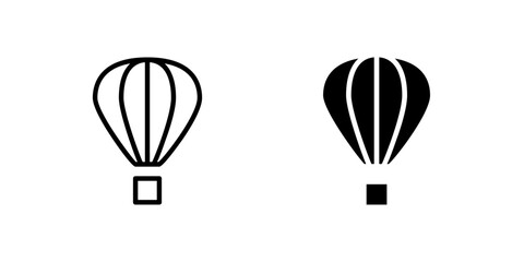 Vector icon set showcasing hot air balloons, perfect for travel and adventure designs.