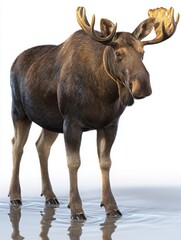 Majestic Brown Moose in Snowy Winter Setting